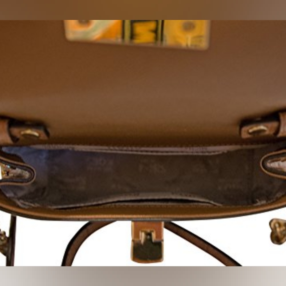 Michael Kors Tina Small Embossed Leather Clutch, Crossbody Shoulder Bag, Walnut - Picture 4 of 5